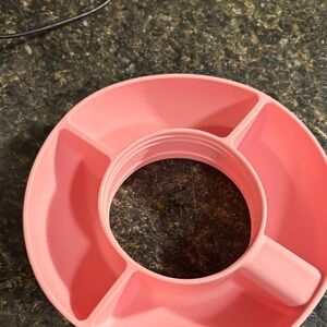 Pink Divided Silicone snack tray for your Stanley